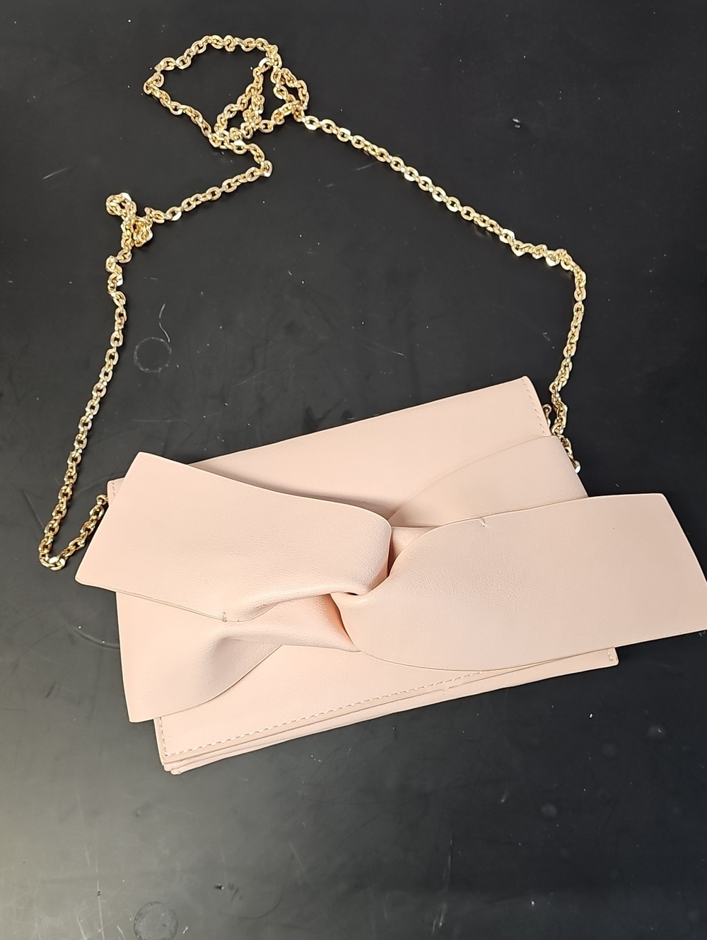 Chic Bow Detail Chain Crossbody Bag - Blush Pink